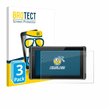 Front side of a product packaging with the brand logo BROTECT. Next to it is the device Hugerock X7 shown with the correspondi