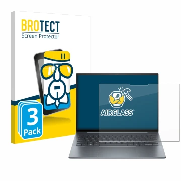 Front side of a product packaging with the brand logo BROTECT. Next to it is the device HP Dragonfly G4 Non-Touch shown with t