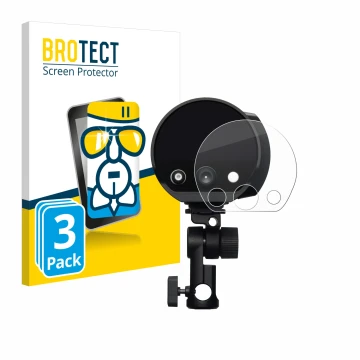 Front side of a product packaging with the brand logo BROTECT. Next to it is the device Profoto B10X shown with the correspond