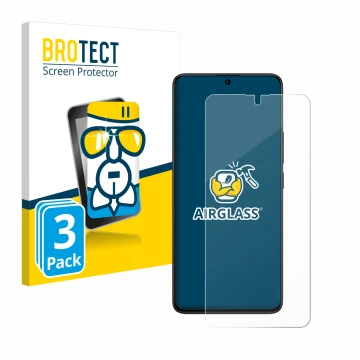 Front side of a product packaging with the brand logo BROTECT. Next to it is the device Xiaomi Redmi Note 13 Pro 5G shown with
