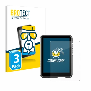 Front side of a product packaging with the brand logo BROTECT. Next to it is the device Mechen M3 shown with the corresponding