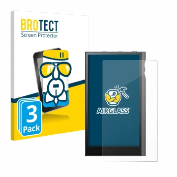 Front side of a product packaging with the brand logo BROTECT. Next to it is the device Astell&Kern Kann Ultra shown with the 