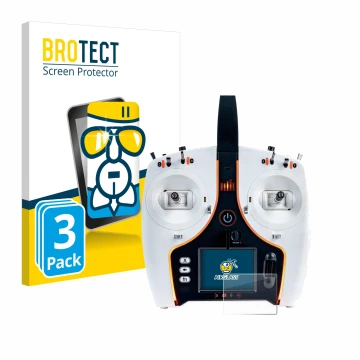 Front side of a product packaging with the brand logo BROTECT. Next to it is the device Spektrum NX7e shown with the correspon