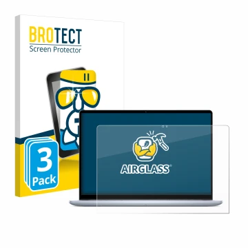 Front side of a product packaging with the brand logo BROTECT. Next to it is the device Dell Inspiron 16 7640 2-in-1 shown wit