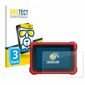 Front side of a product packaging with the brand logo BROTECT. Next to it is the device Launch MOT IV (4) shown with the corre