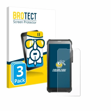 Front side of a product packaging with the brand logo BROTECT. Next to it is the device RugGear RG880 shown with the correspon