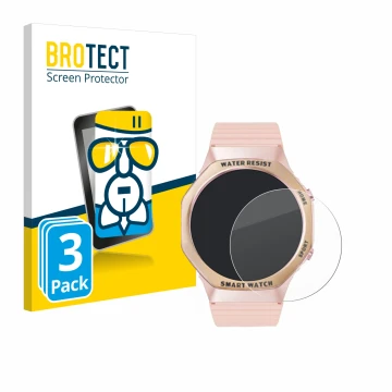 Front side of a product packaging with the brand logo BROTECT. Next to it is the device Mutoy Smartwatch 1.32