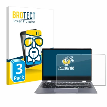 Front side of a product packaging with the brand logo BROTECT. Next to it is the device Wortmann Terra Mobile 360-13U shown wi