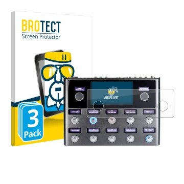 Front side of a product packaging with the brand logo BROTECT. Next to it is the device Fender Tone Master Pro shown with the 