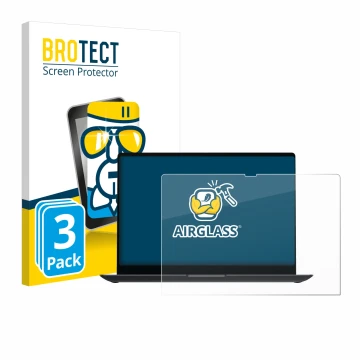 Front side of a product packaging with the brand logo BROTECT. Next to it is the device Samsung Galaxy Book4 Ultra 16