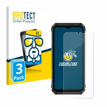 Front side of a product packaging with the brand logo BROTECT. Next to it is the device Ulefone Power Armor 18 shown with the 