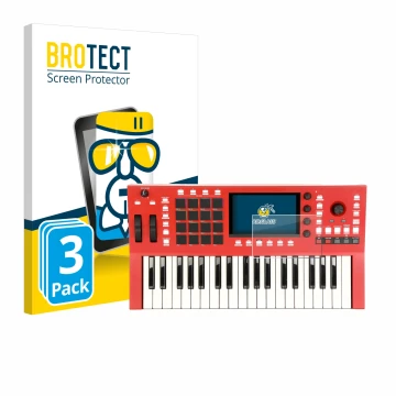 Front side of a product packaging with the brand logo BROTECT. Next to it is the device Akai Professional MPC Key 37 shown wit