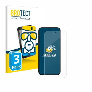 Front side of a product packaging with the brand logo BROTECT. Next to it is the device Nothing Phone (2a) shown with the corr