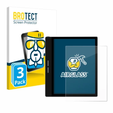 Front side of a product packaging with the brand logo BROTECT. Next to it is the device Bigme B751C shown with the correspondi