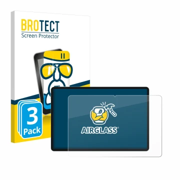 Front side of a product packaging with the brand logo BROTECT. Next to it is the device Teclast P50 shown with the correspondi