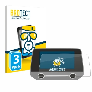 Front side of a product packaging with the brand logo BROTECT. Next to it is the device Ford Focus MK4 Sync 3 shown with the c