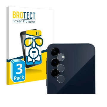 Front side of a product packaging with the brand logo BROTECT. Next to it is the device Samsung Galaxy A35 5G (ONLY Camera Len