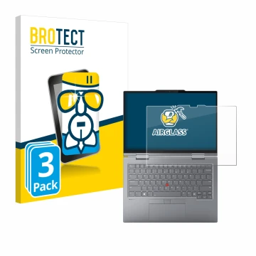 Front side of a product packaging with the brand logo BROTECT. Next to it is the device Lenovo ThinkPad X1 2-in-1 Gen 9 14