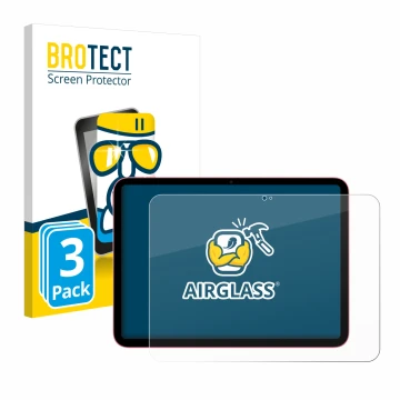 Front side of a product packaging with the brand logo BROTECT. Next to it is the device Apple iPad 10.9