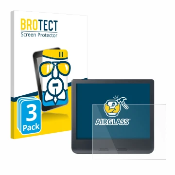 Front side of a product packaging with the brand logo BROTECT. Next to it is the device Kobo Libra Colour 2024 shown with the 