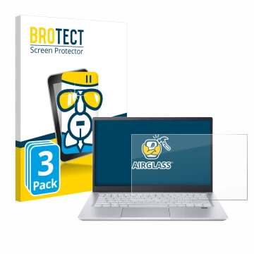 Front side of a product packaging with the brand logo BROTECT. Next to it is the device Acer Swift X 14 SFX14-72G Non-Touch sh