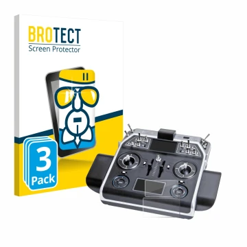 Front side of a product packaging with the brand logo BROTECT. Next to it is the device Graupner MC-28 shown with the correspo