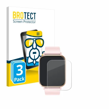 Front side of a product packaging with the brand logo BROTECT. Next to it is the device walkbee Smartwatch 1.83