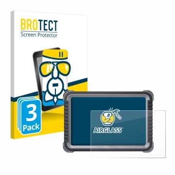 Front side of a product packaging with the brand logo BROTECT. Next to it is the device Topdon Phoenix Plus shown with the cor