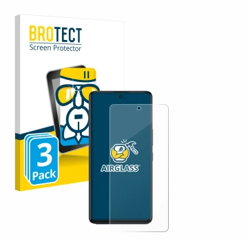 Front side of a product packaging with the brand logo BROTECT. Next to it is the device Infinix GT 20 Pro shown with the corre