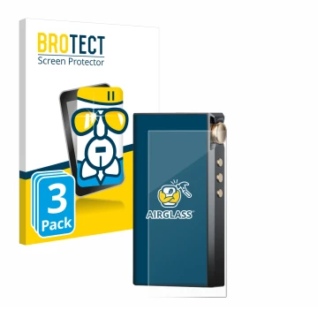 Front side of a product packaging with the brand logo BROTECT. Next to it is the device Cayin N3-Ultra shown with the correspo