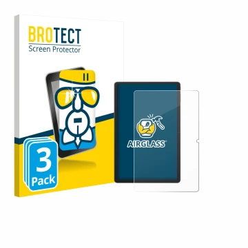 Front side of a product packaging with the brand logo BROTECT. Next to it is the device Blackview Tab 16 Pro shown with the co