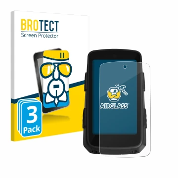 Front side of a product packaging with the brand logo BROTECT. Next to it is the device Hammerhead Karoo 3 shown with the corr