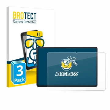 Front side of a product packaging with the brand logo BROTECT. Next to it is the device Blackview Tab 90 WiFi shown with the c