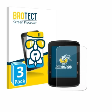 Front side of a product packaging with the brand logo BROTECT. Next to it is the device Bryton Rider 460 shown with the corres