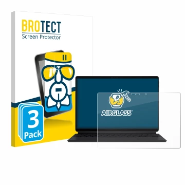 Front side of a product packaging with the brand logo BROTECT. Next to it is the device ASUS ProArt PZ13 shown with the corres