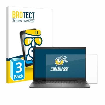 Front side of a product packaging with the brand logo BROTECT. Next to it is the device Dell Latitude 15 3540 shown with the c