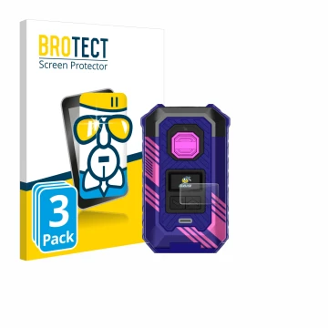 Front side of a product packaging with the brand logo BROTECT. Next to it is the device Vaporesso Armour Max shown with the co