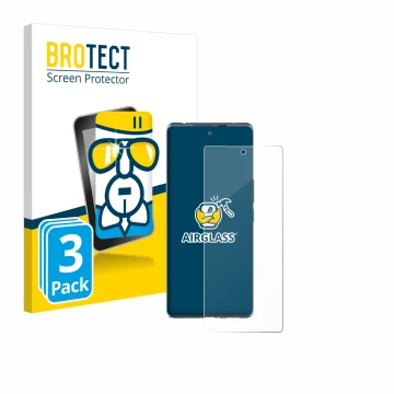 Front side of a product packaging with the brand logo BROTECT. Next to it is the device HTC U24 Pro shown with the correspondi