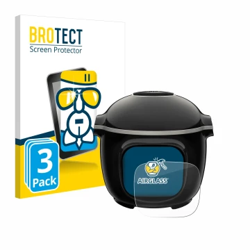 Front side of a product packaging with the brand logo BROTECT. Next to it is the device Moulinex Cookeo Touch shown with the c