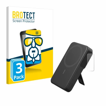 Front side of a product packaging with the brand logo BROTECT. Next to it is the device Anker MagGo shown with the correspondi