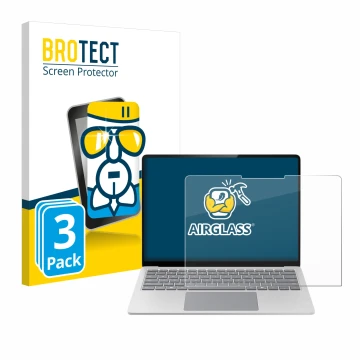 Front side of a product packaging with the brand logo BROTECT. Next to it is the device Microsoft Surface Laptop 7 13.8