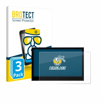 Front side of a product packaging with the brand logo BROTECT. Next to it is the device Wacom Movink 13 shown with the corresp