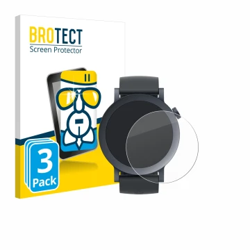 Front side of a product packaging with the brand logo BROTECT. Next to it is the device Nothing CMF Watch Pro 2 shown with the