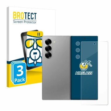 Front side of a product packaging with the brand logo BROTECT. Next to it is the device Samsung Galaxy Z Fold 6 5G (Front+Came