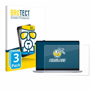 Front side of a product packaging with the brand logo BROTECT. Next to it is the device Dell Inspiron 14 7440 2-in-1 shown wit