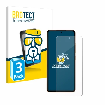 Front side of a product packaging with the brand logo BROTECT. Next to it is the device HMD Pulse shown with the corresponding