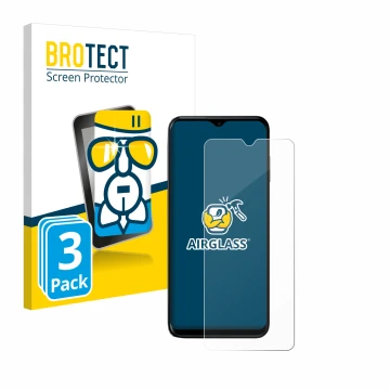 Front side of a product packaging with the brand logo BROTECT. Next to it is the device Nokia G60 5G shown with the correspond