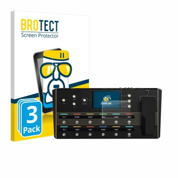 Front side of a product packaging with the brand logo BROTECT. Next to it is the device Headrush Prime shown with the correspo