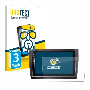 Front side of a product packaging with the brand logo BROTECT. Next to it is the device Dynavin D9-DF56 9