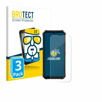 Front side of a product packaging with the brand logo BROTECT. Next to it is the device Fossibot F106 Pro shown with the corre